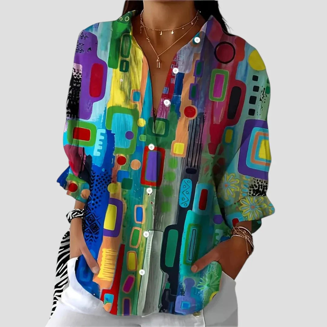 Edna™ | Elegant Blouse with Geometric Pattern