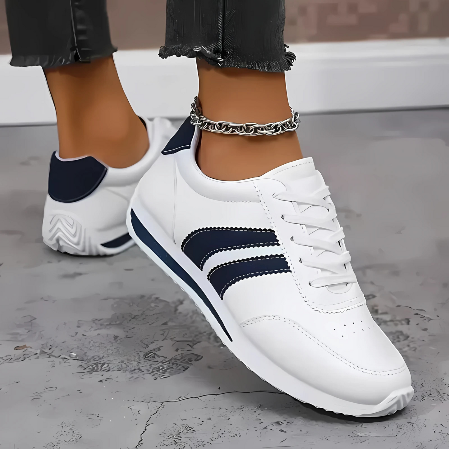 Lettie Handmade Leather Women's Sneakers - Blue