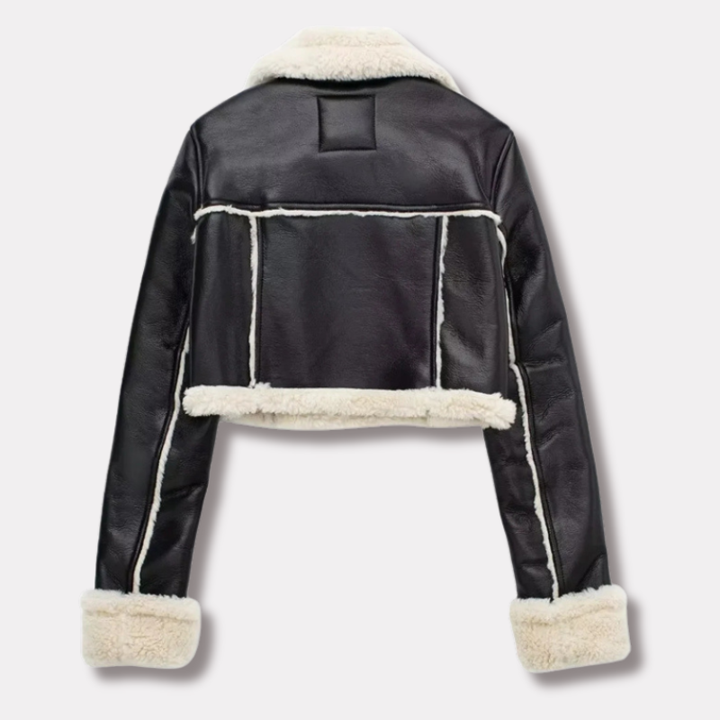 WW | Short leather jacket with teddy lining