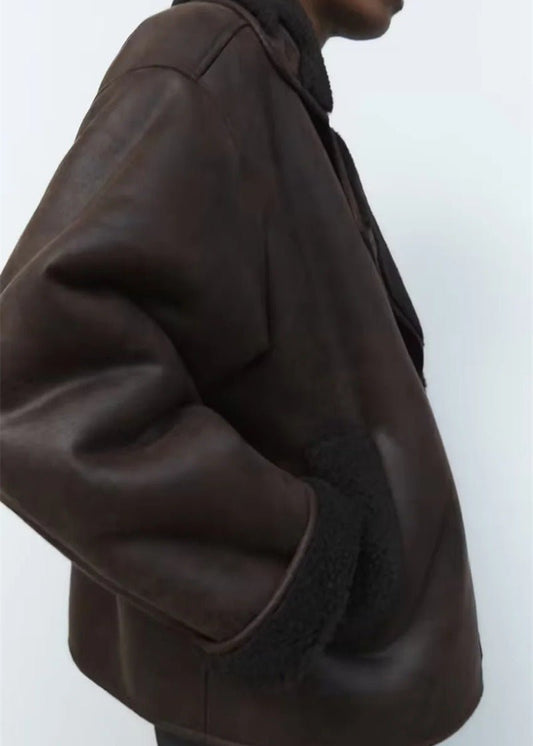 WW | Stil Doppeltseitige Kunstlederjacke