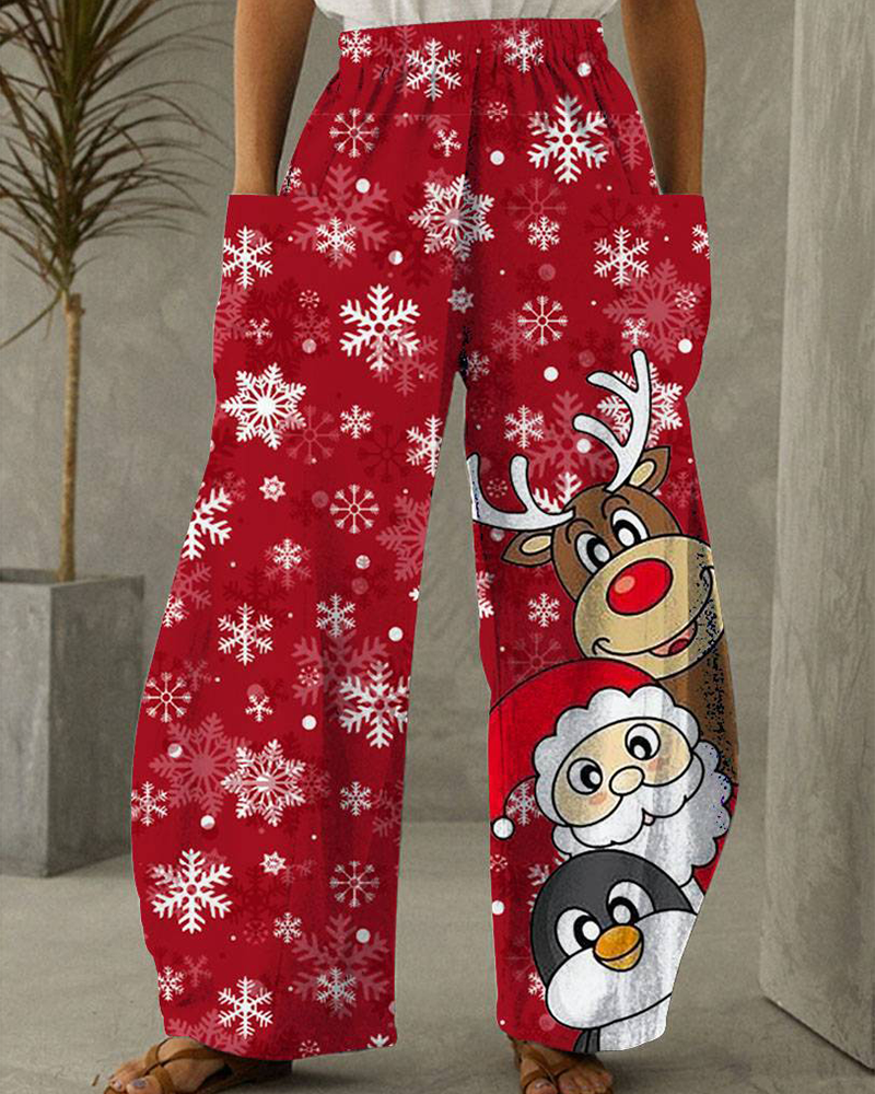 WW | Christmas Print Casual Trousers