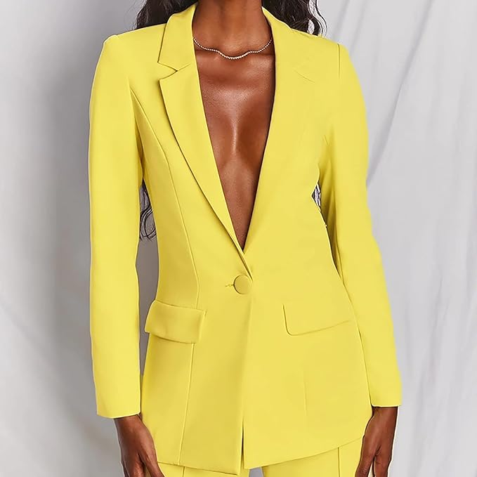 WW Women's Suit - Stylish Two-Piece with Blazer & Long Trousers, Elegant Pant Suit for Business, Evening & Events