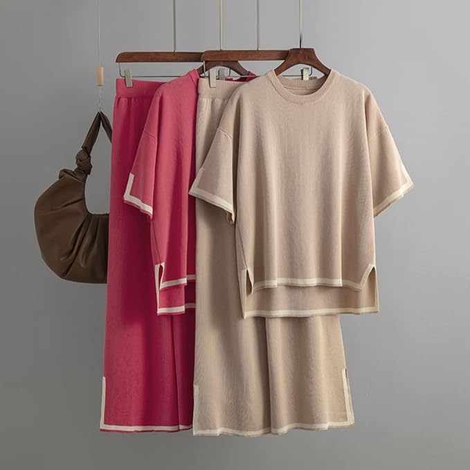 WW | Elegant Ice Silk Short-Sleeved Two-Piece Set