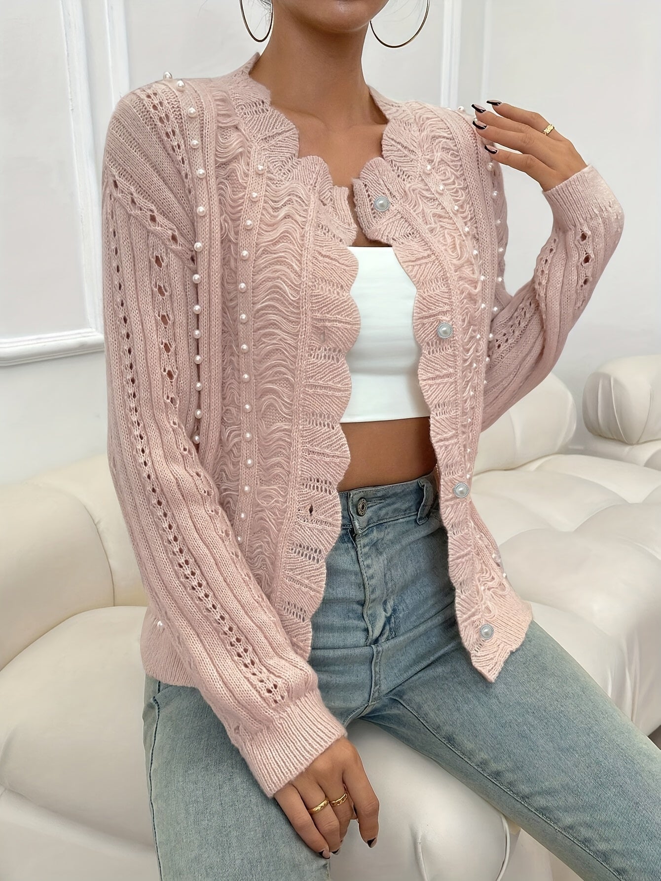WW | Weiche und schicke Herbststrickjacke mit Knopfverschluss für Frauen