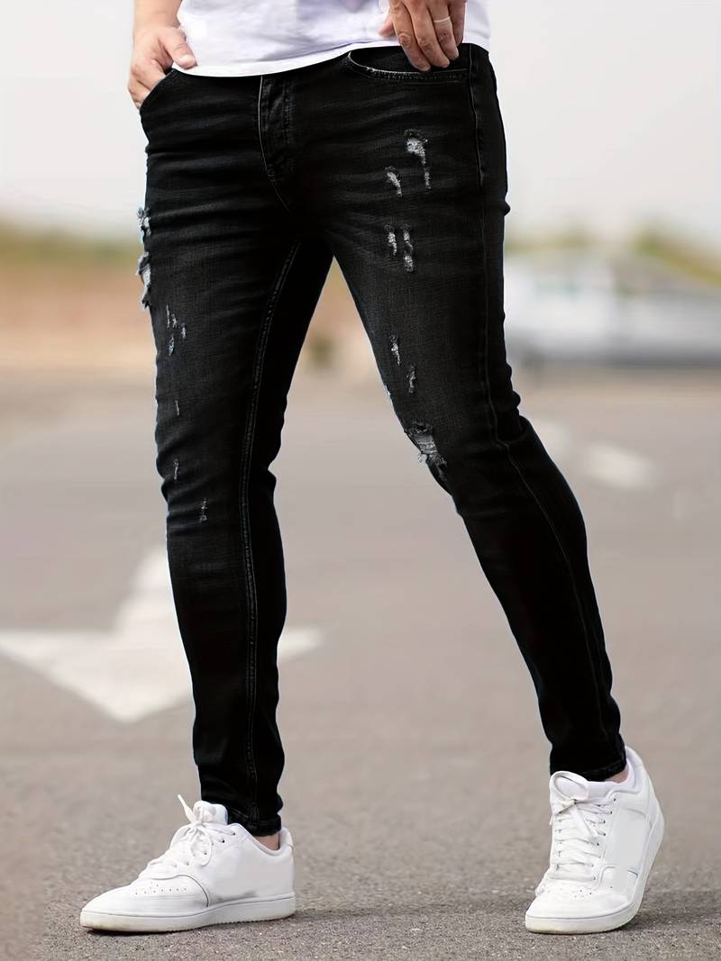 WW | Skinny Fit Jeans with Rips - Stretch Denim Pants for Everyday & Streetwear Style