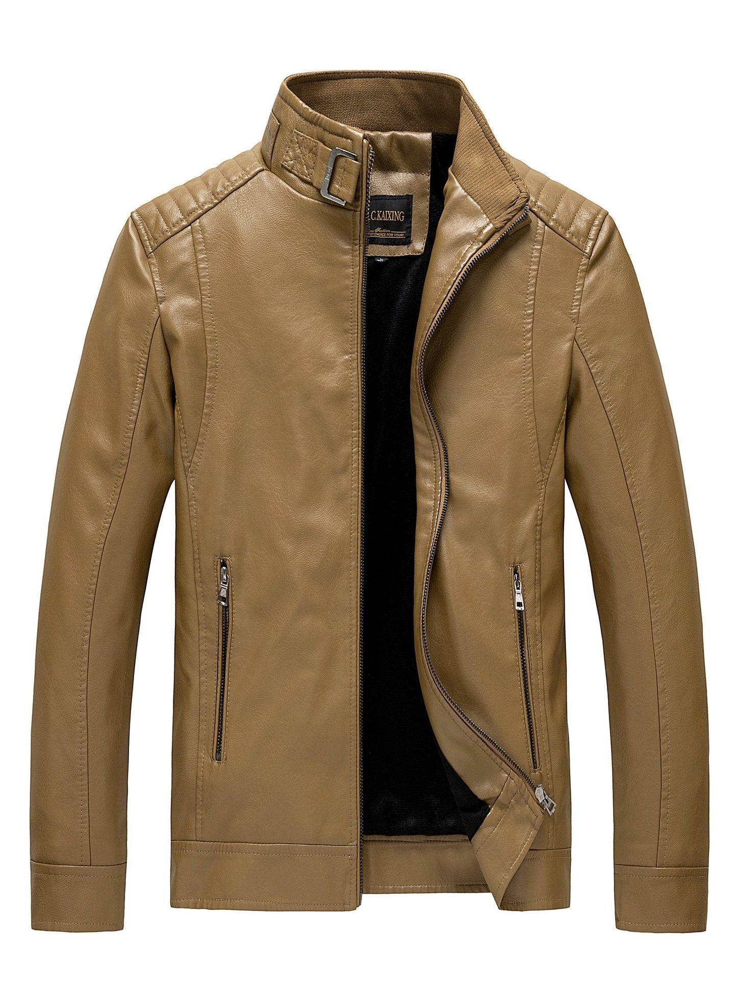 WW | Stylische Lederjacke mit Reißverschluss Taschen