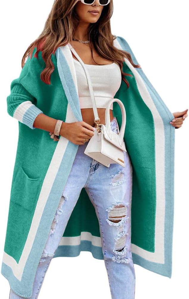 WW | Strickjacke mit Farbblock und offenem Vorderteil