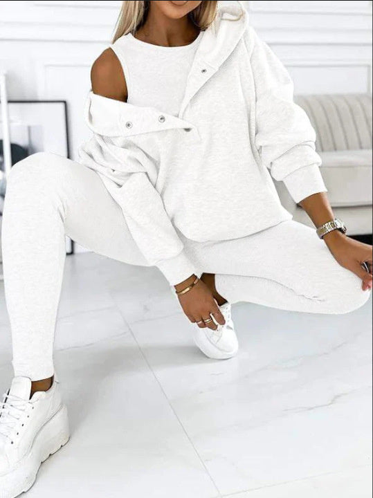 WW | Women's 3-piece Sport Suit with Loose Hoodie and Slim Pants