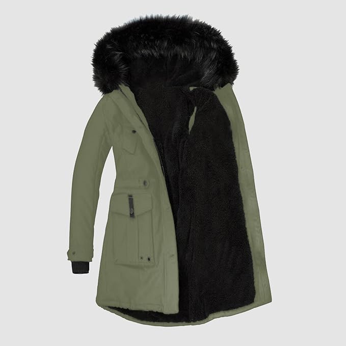 WW | Jacke mit Kunstfellbesatz Kapuze - Isolierte Wärme - Stilvolle Details - Winter