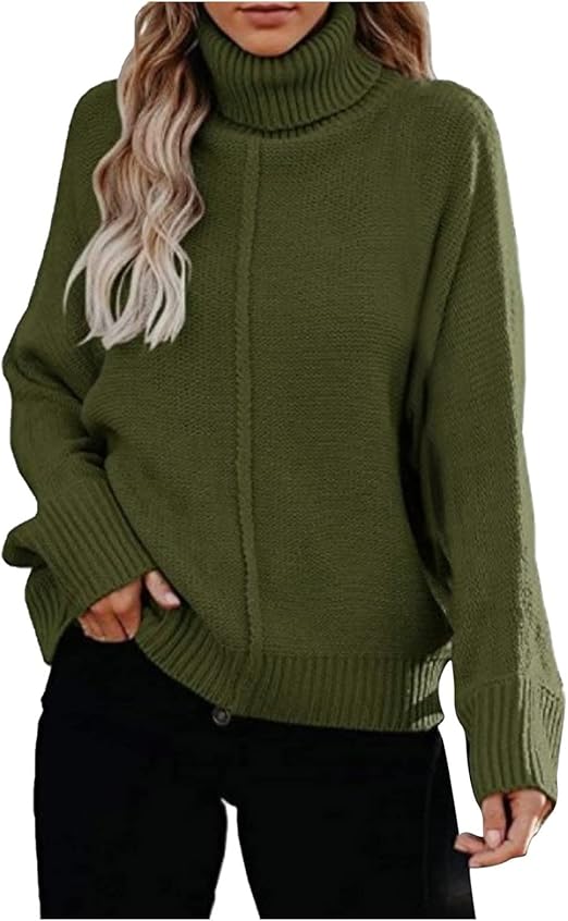 WW | Hochkragen Strickpullover Weiche Wollmischung Lässige Passform Lange Ärmel