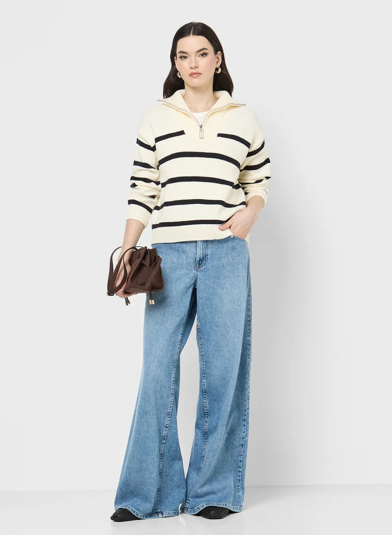 WW | Striped Statement Pullover with Bold Color-Blocking