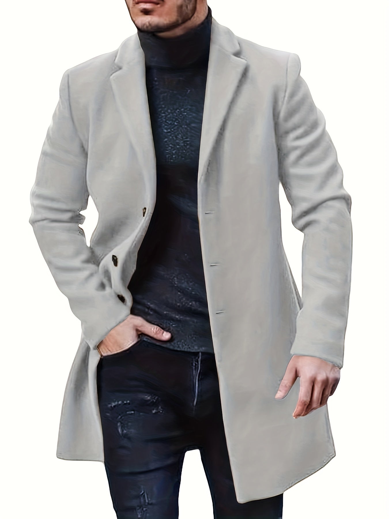 WW | Elegante mittellange Winterjacke mit einfacher Knopfverschluss für Männer - Ideal für den Winter