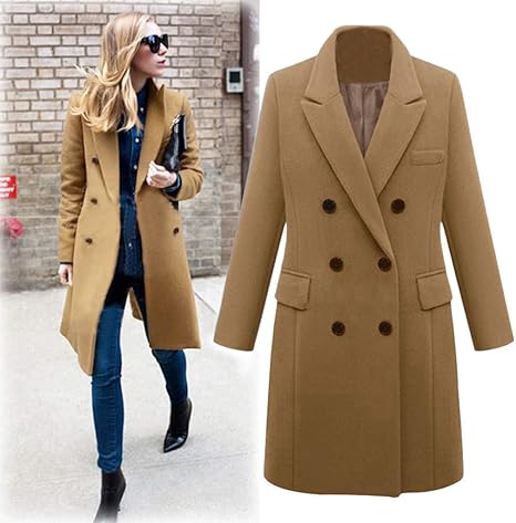 WW | Damen Winter Trenchcoat - Doppelreiher & Reverskragen