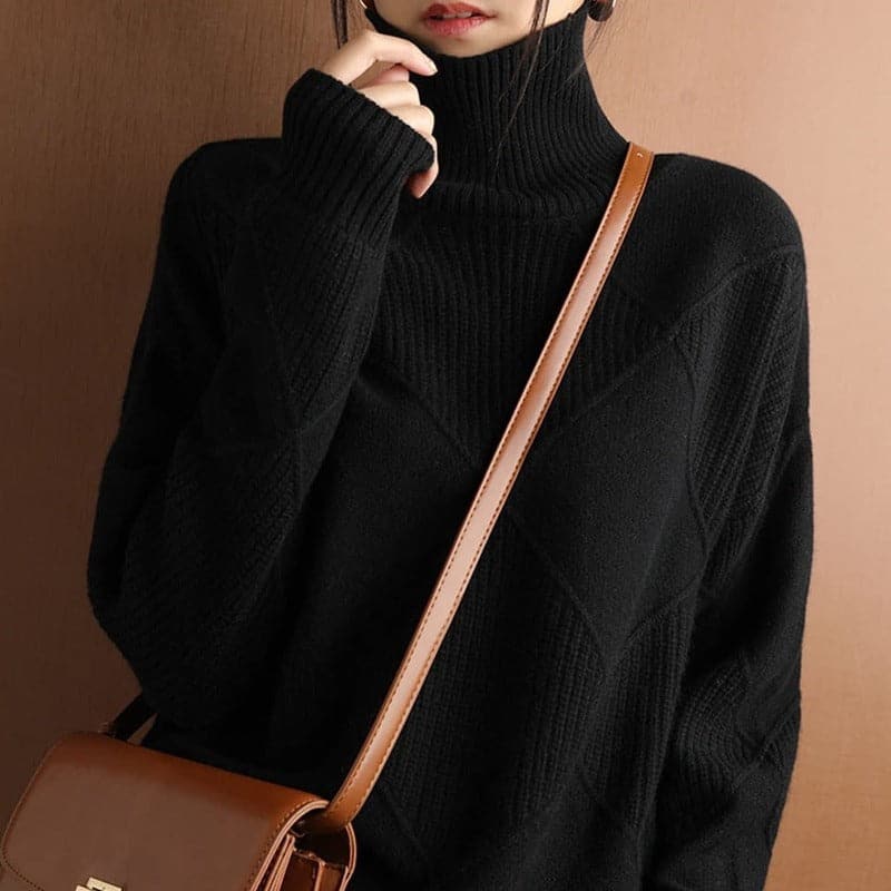 WW | Rollkragenpullover - Mit Diamantmuster gestrickt -weich und bequem