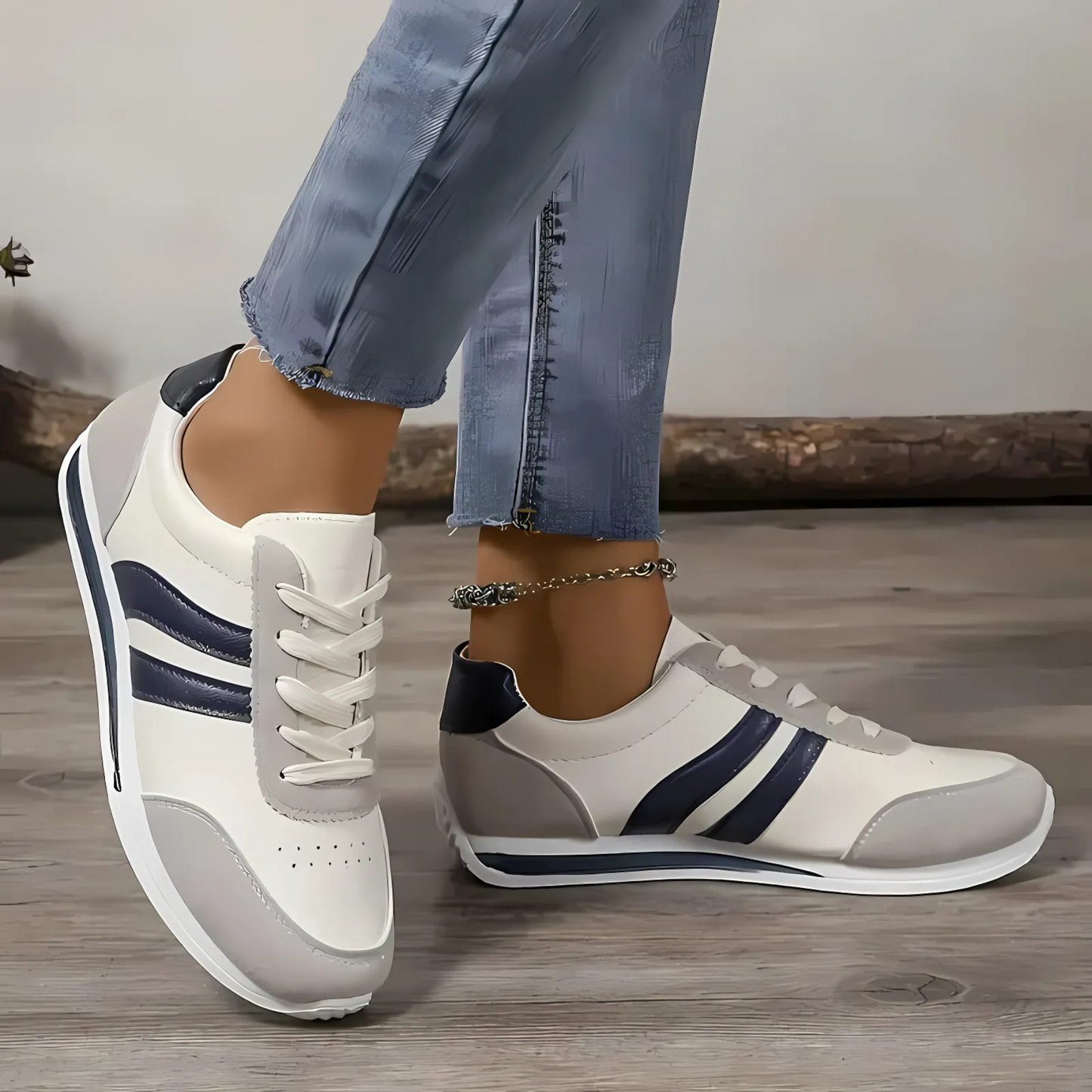 Lettie Handmade Leather Women's Sneakers - Beige