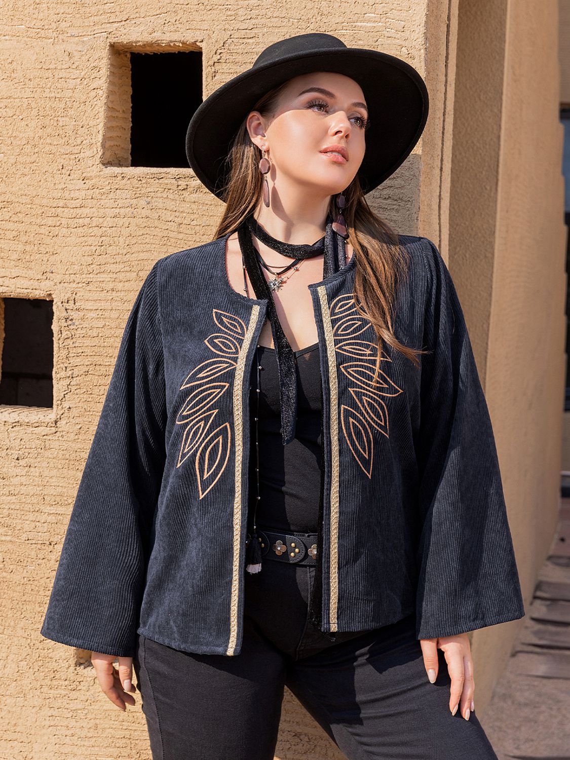 WW | Bestickte Jeansjacke - Weite Ärmel - Premium Baumwollmischung - Festival-inspirierte Oberbekleidung
