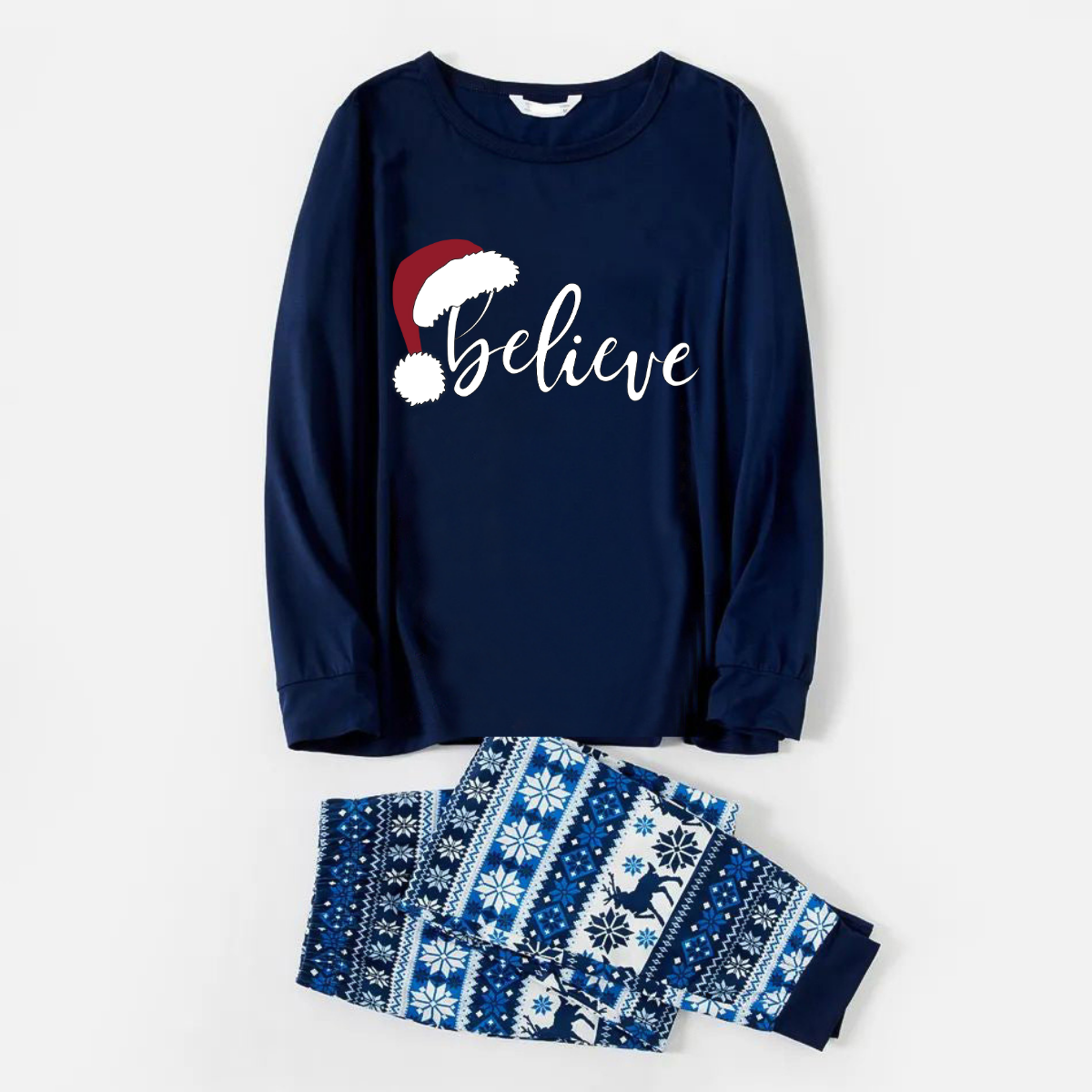 WW | "Glaube" Druck Blau Familie Weihnachten Matching Pyjamas