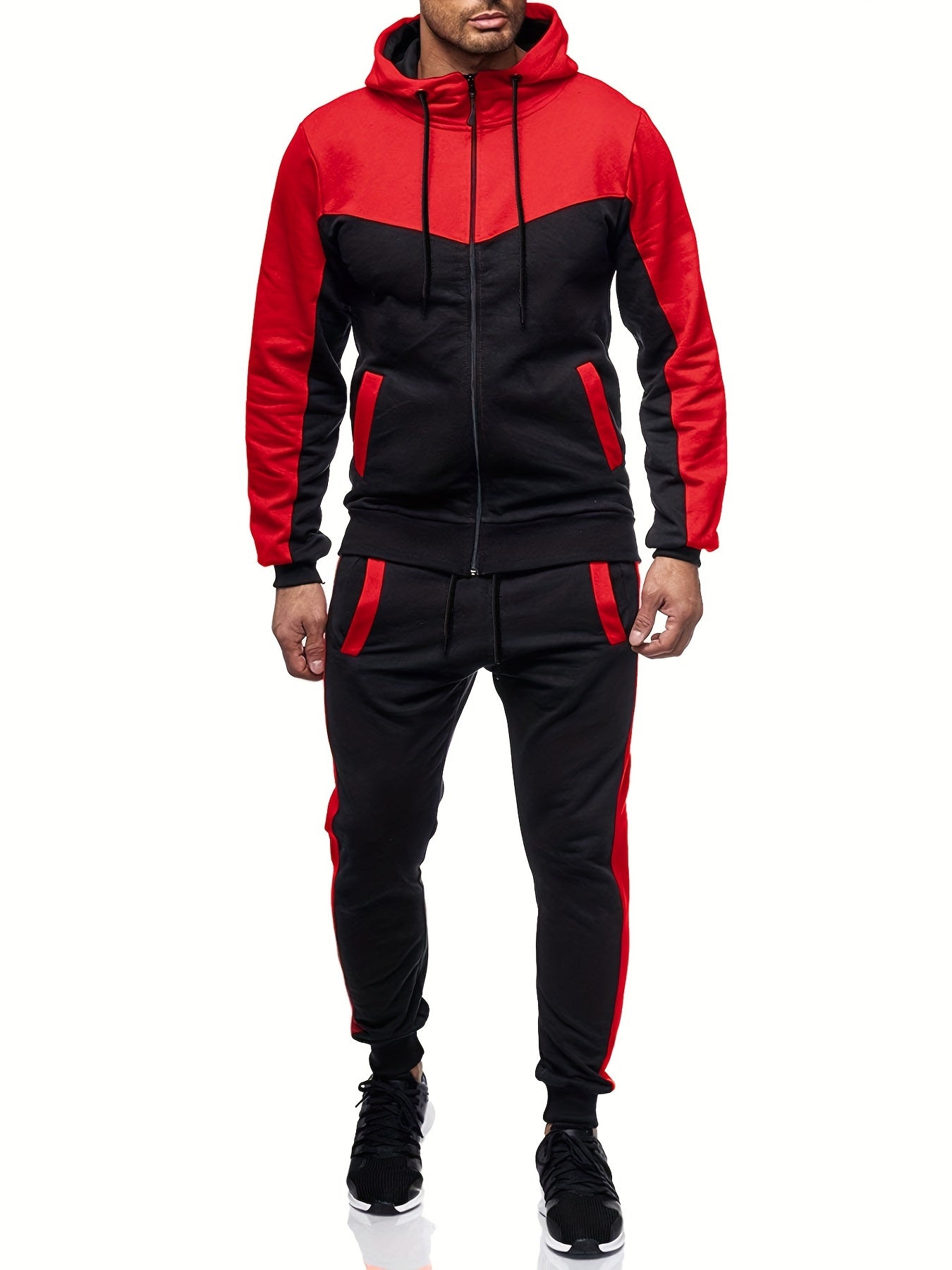 WW | Unifarbener Trainingsanzug Mit Kragen Jacke Und Hose Für Herren - Perfekt für lässige Tage
