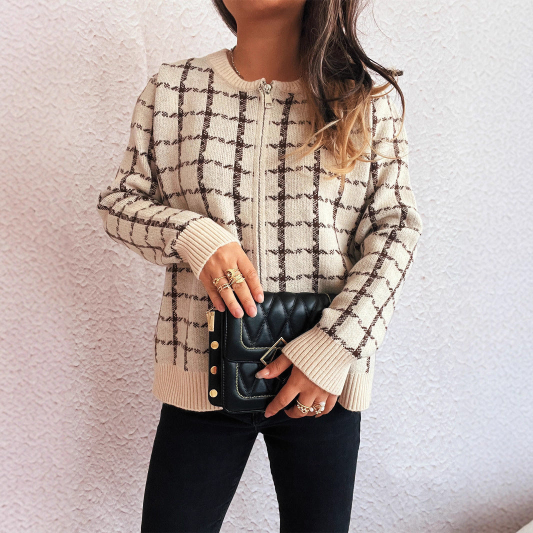 WW | Gemütlicher, karierter Cardigan mit Taschen für den Alltagsstil
