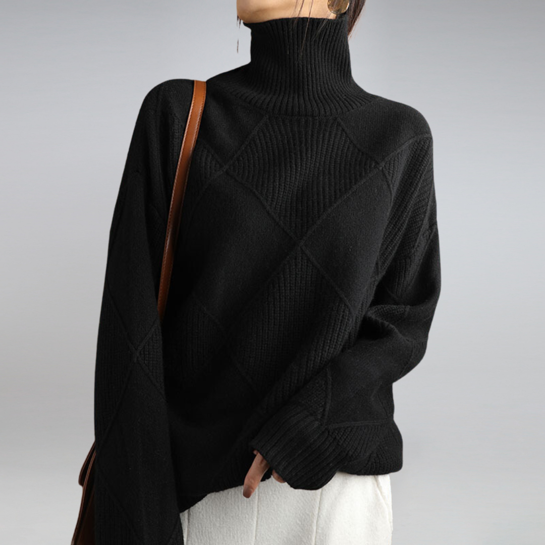 WW | Cozy geometric knit turtleneck sweater for women