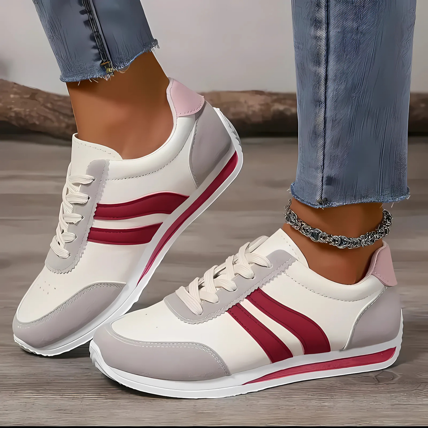 Lettie Handmade Leather Women's Sneakers - Pink