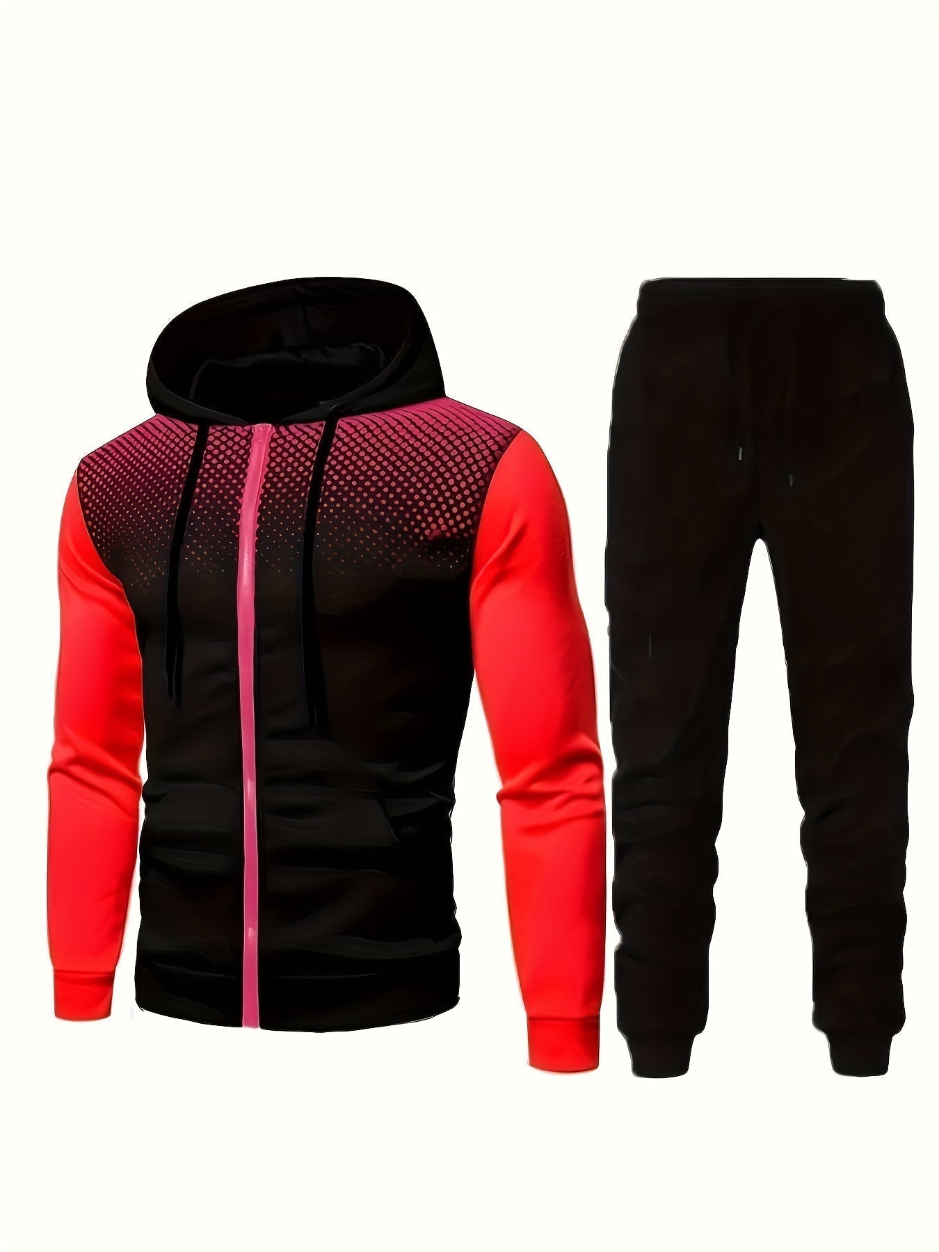 WW | Fleece Sweatshirt Tracksuit with Hooded Long Sleeve and Drawstring Trousers for Men - Perfect for Leisure Activities