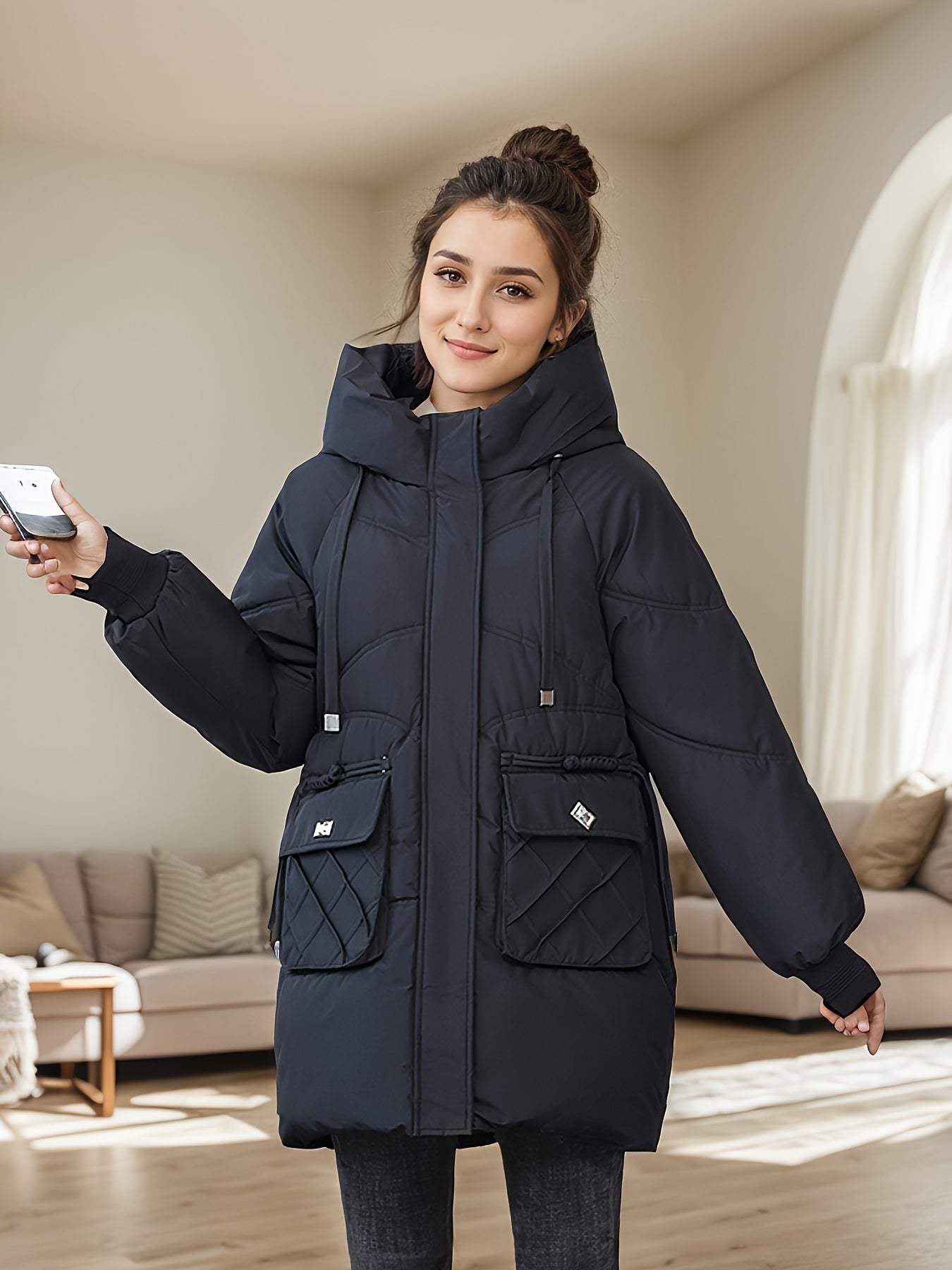WW | Fashionable Mid-Length Winter Jacket for Women - Perfect for Outdoor Activities