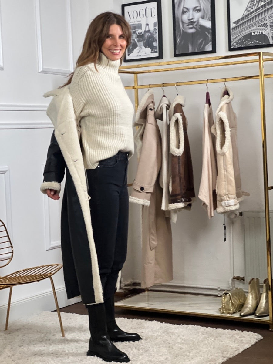 WW | Women's Soft Faux Fur Belt at the Waist Elegant Long Style