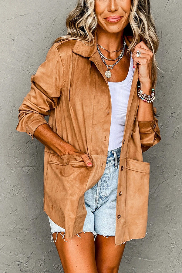 WW | Kunstwildleder Freizeitjacke mit Taschen und Knopfleiste
