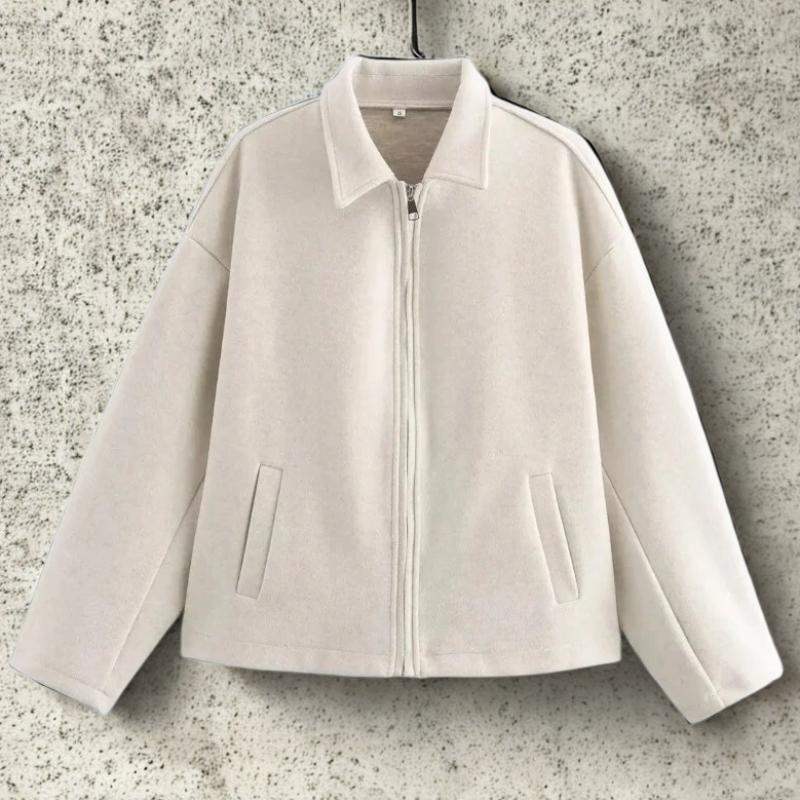 WW | Boxy fit women's short jacket with pointed collar and front zipper