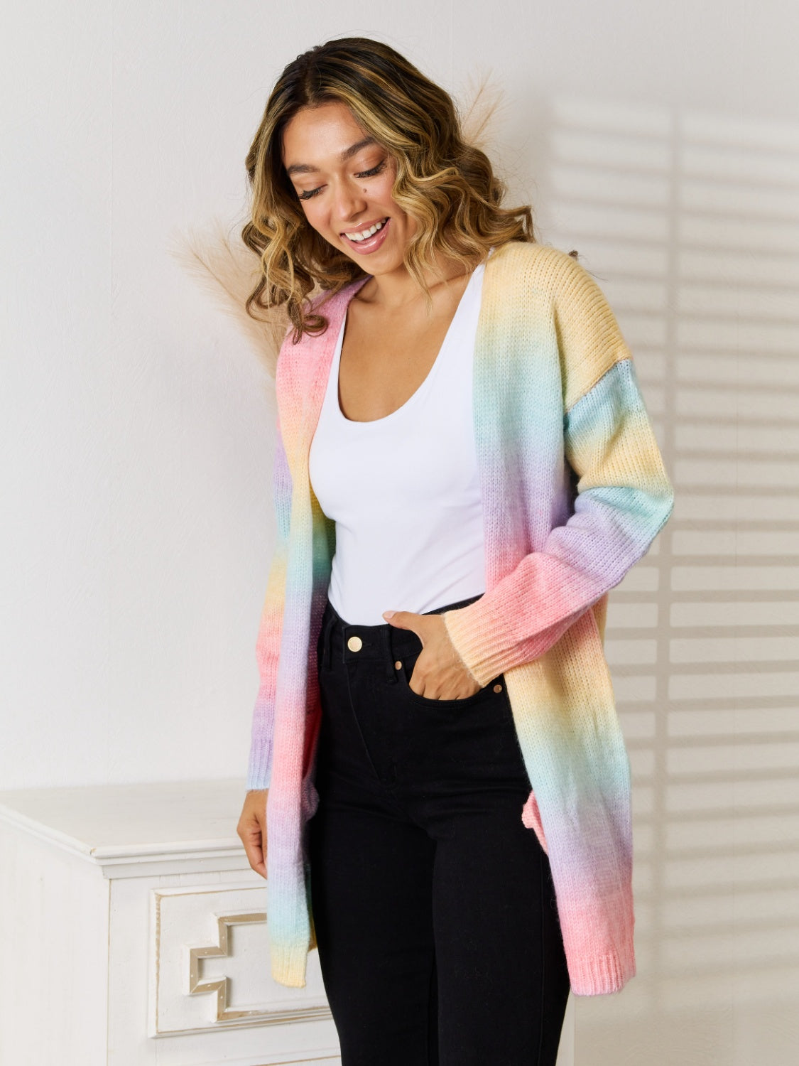 WW | Engel Flügel Vollgröße Gradient Offene Vorderseite Cardigan