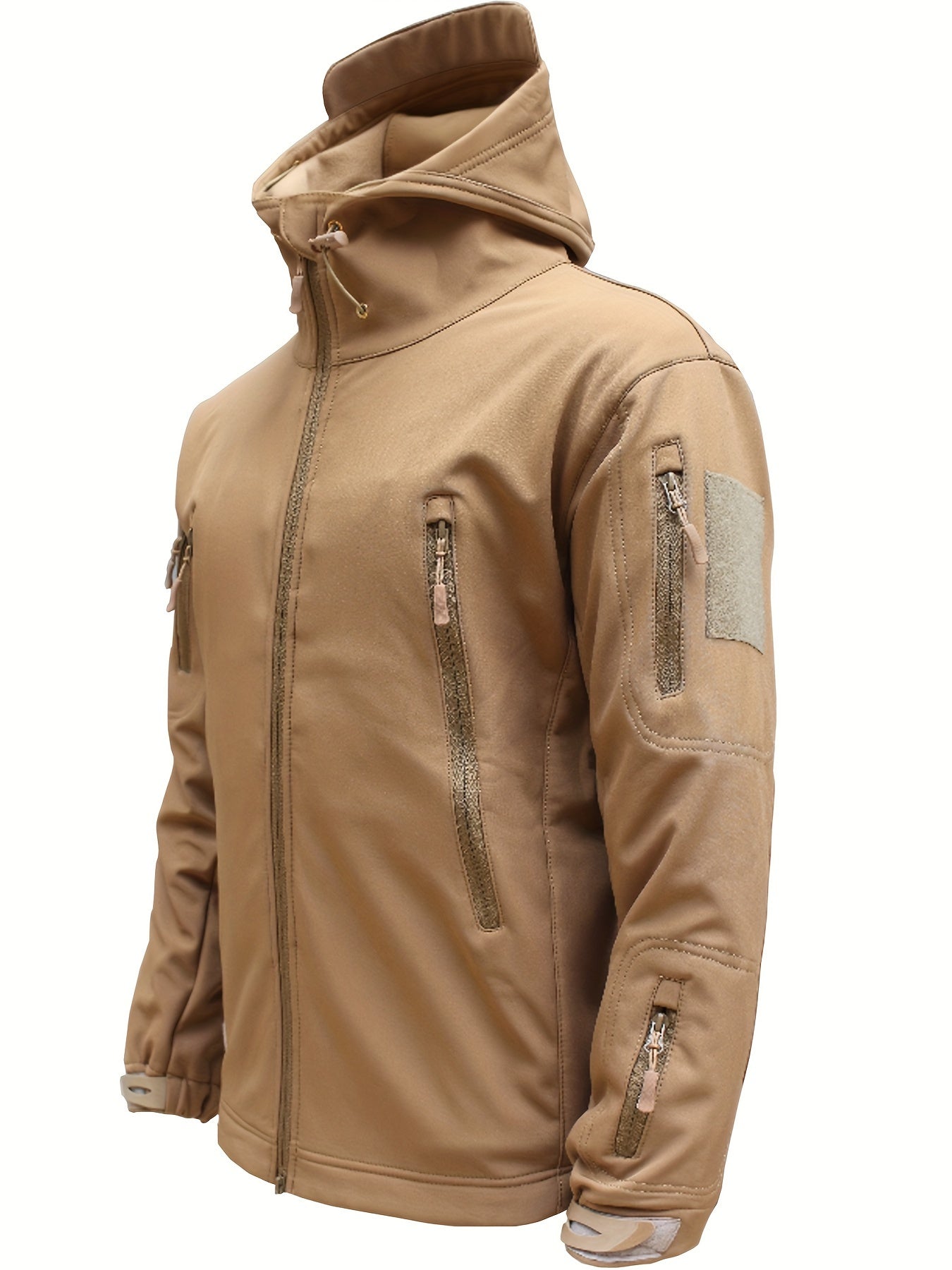 WW | Men's Fleece Softshell Hooded Jacket with Zipper Pockets - Perfect for Outdoor Activities