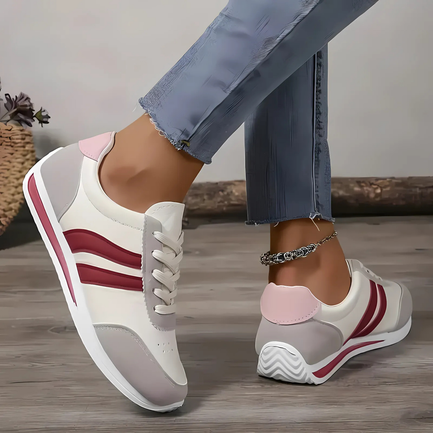 Lettie Handmade Leather Women's Sneakers - Pink