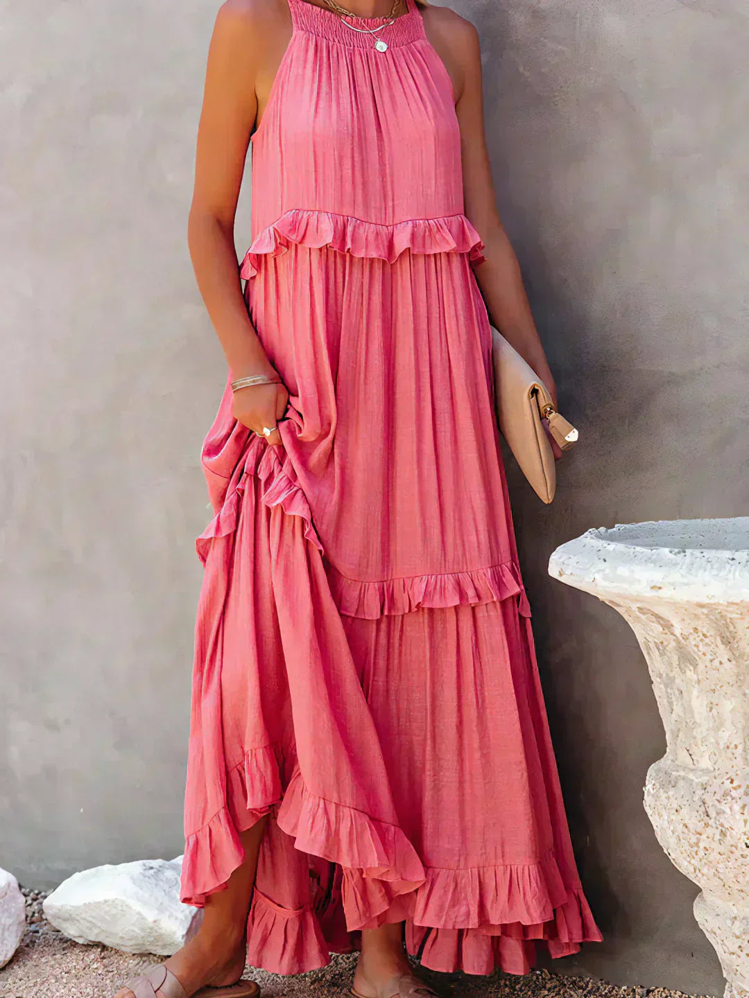 Sarah | Maxi Dress with Ruffles and Halter Neck