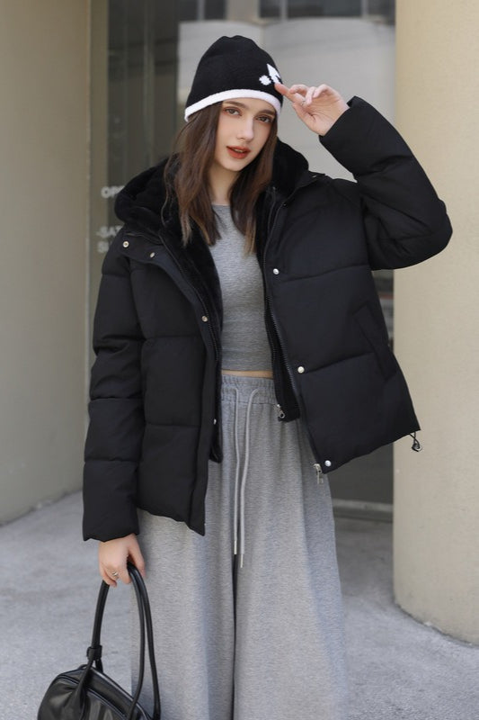 WW | Faux Fur Cropped Puffer Jacket