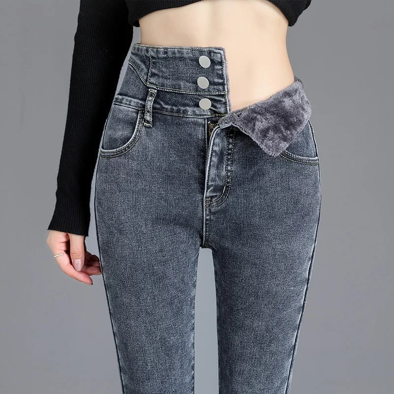 WW | Stylische High-Waist-Jeans mit Fleecefutter
