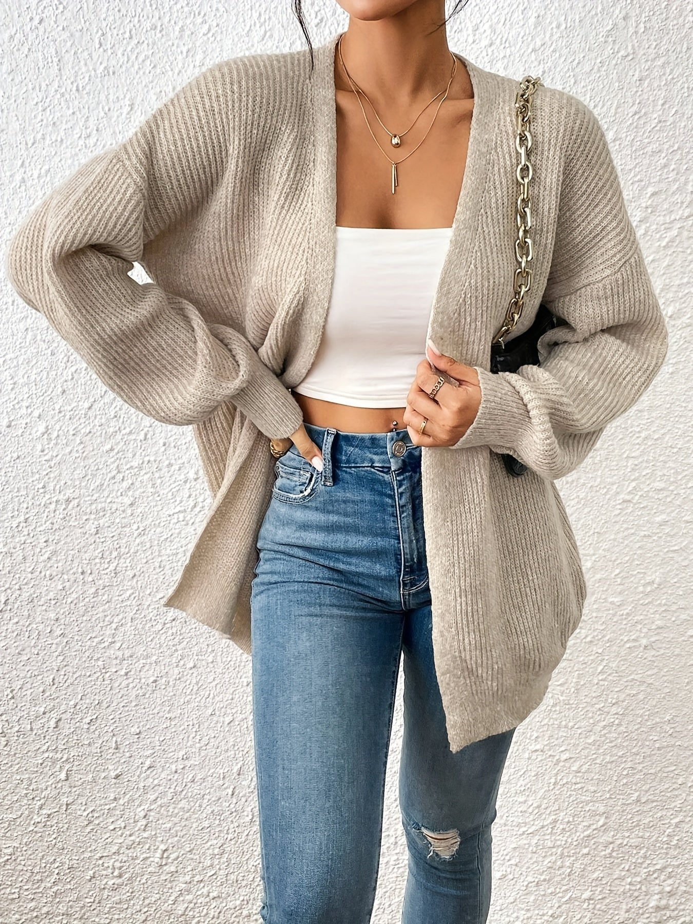 WW | Warm cotton knit cardigan for women - Ideal for winter