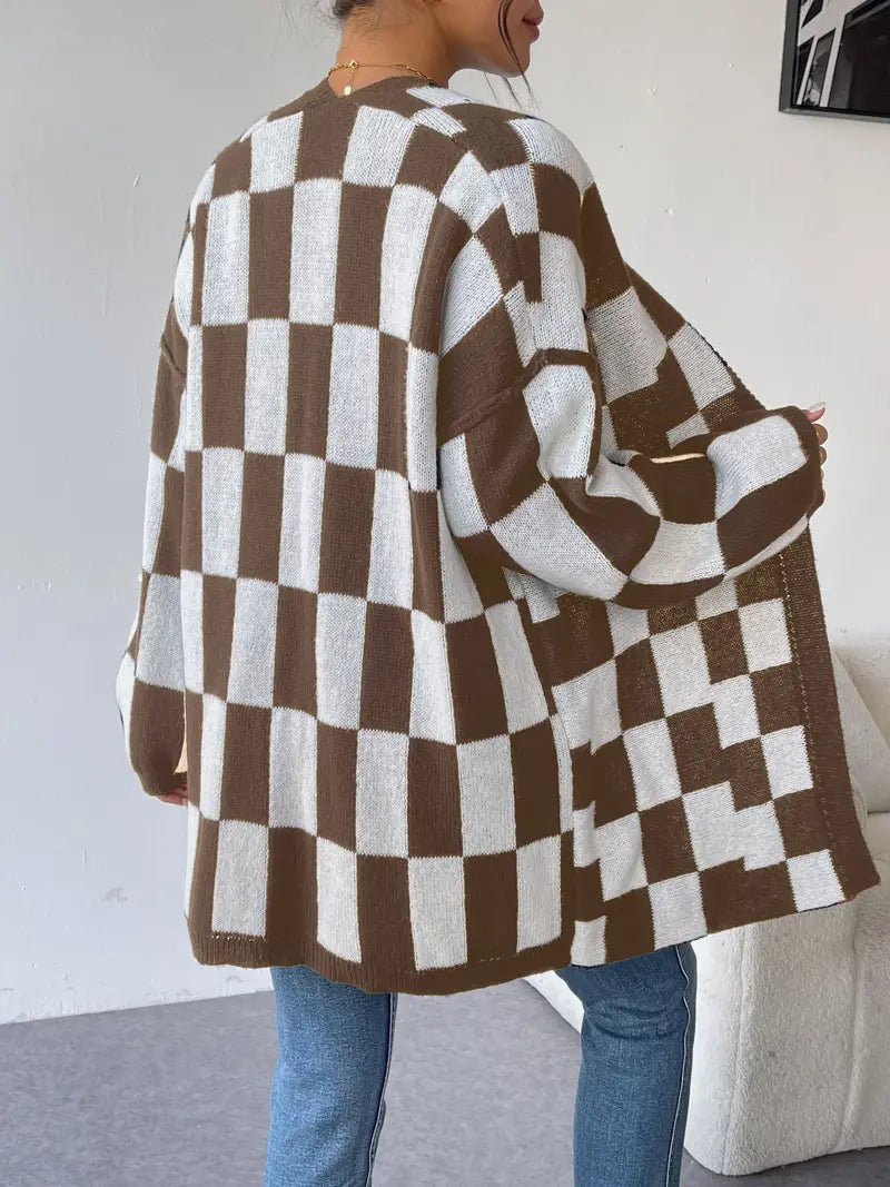 WW | Checked knit cardigan