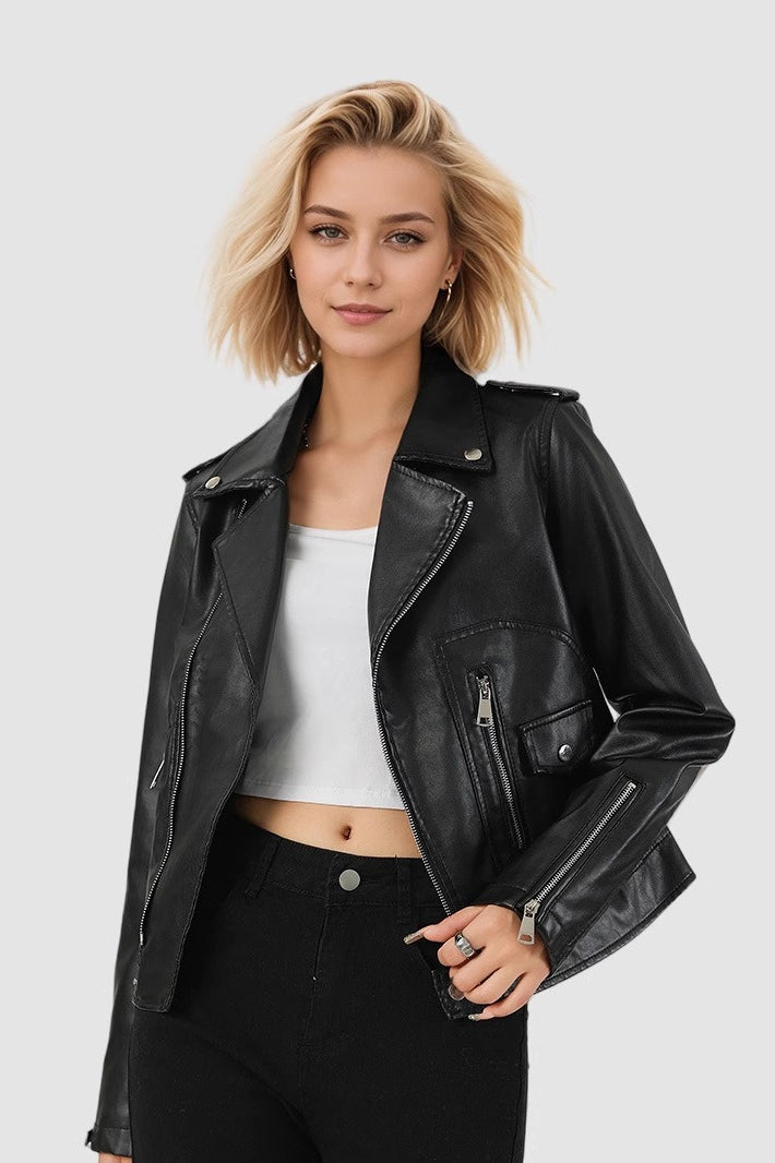 WW | PU Leder Reißverschlussjacke