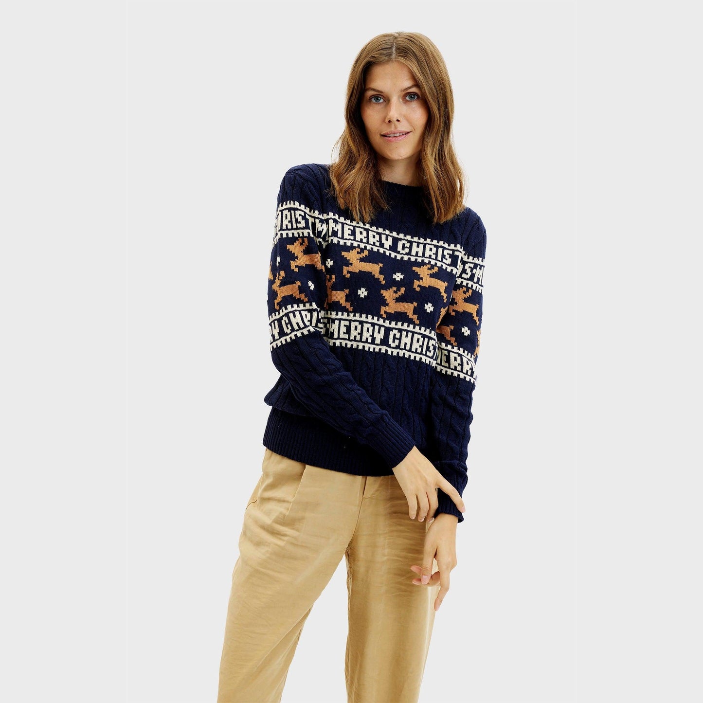 WW | Der elegante Weihnachtsstrickpullover Blau - Damen