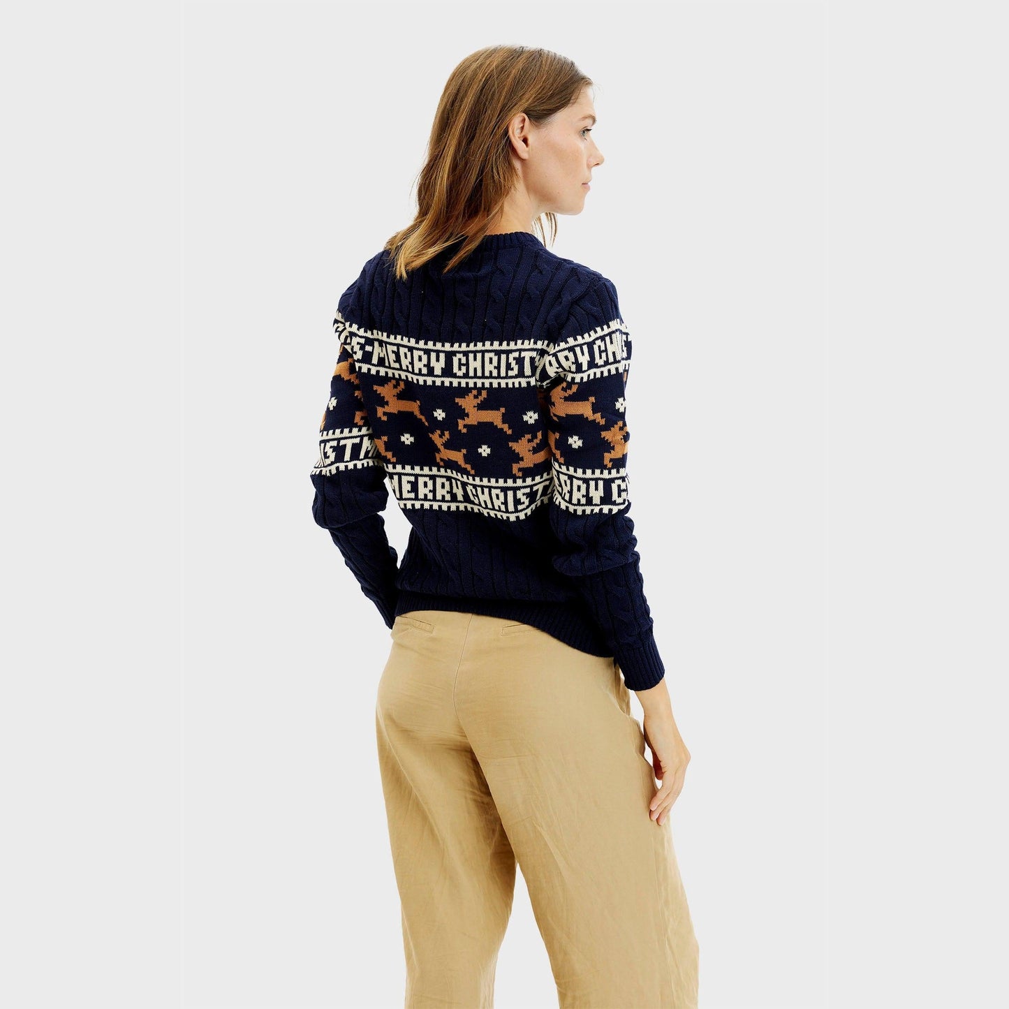 WW | Der elegante Weihnachtsstrickpullover Blau - Damen