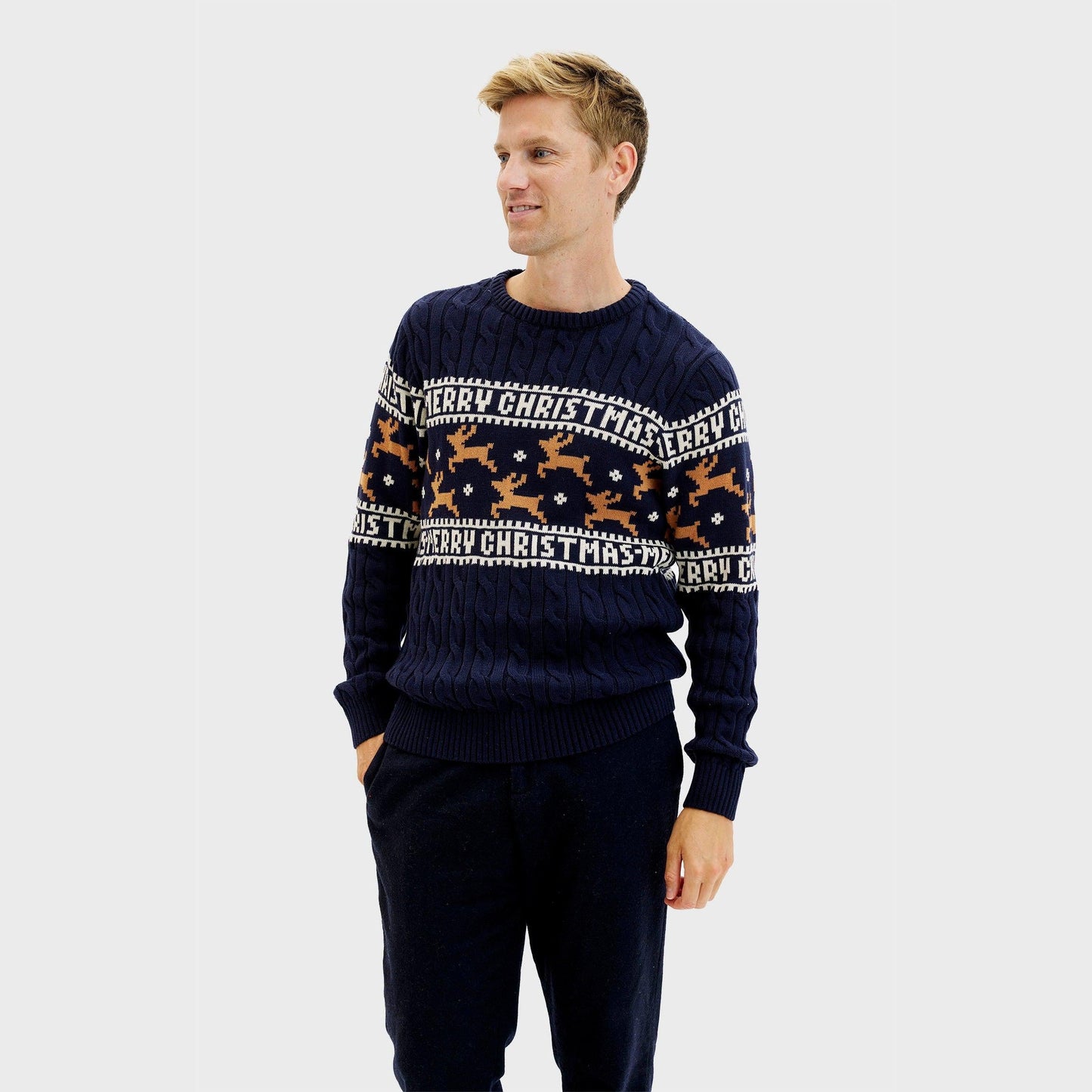 WW | Der elegante Weihnachtspulli Blau - Herren