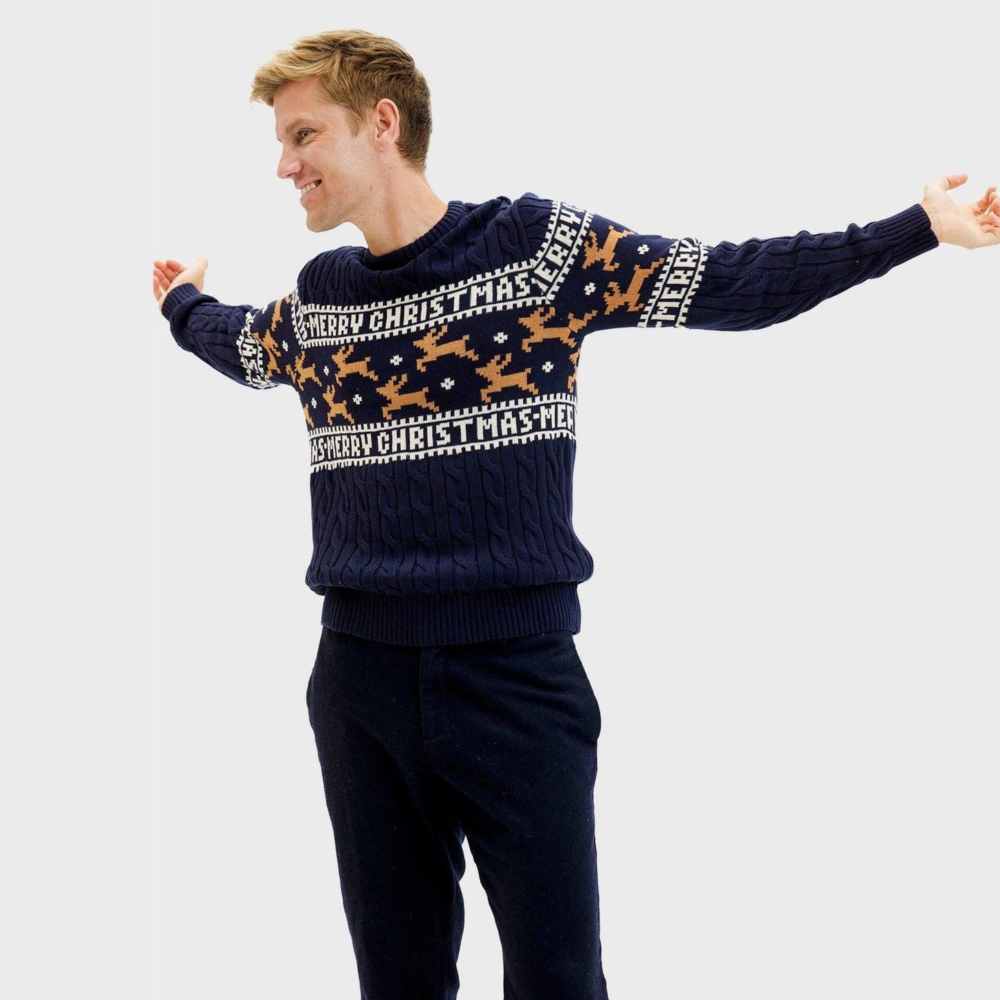 WW | Der elegante Weihnachtspulli Blau - Herren