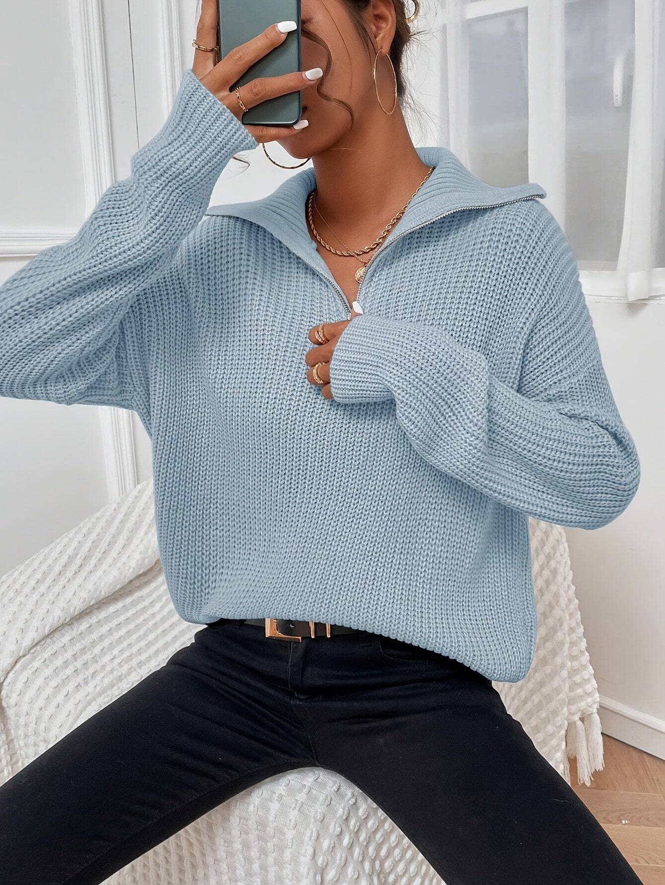 WW | Lässiger Fleecepullover mit Reißverschluss Damen