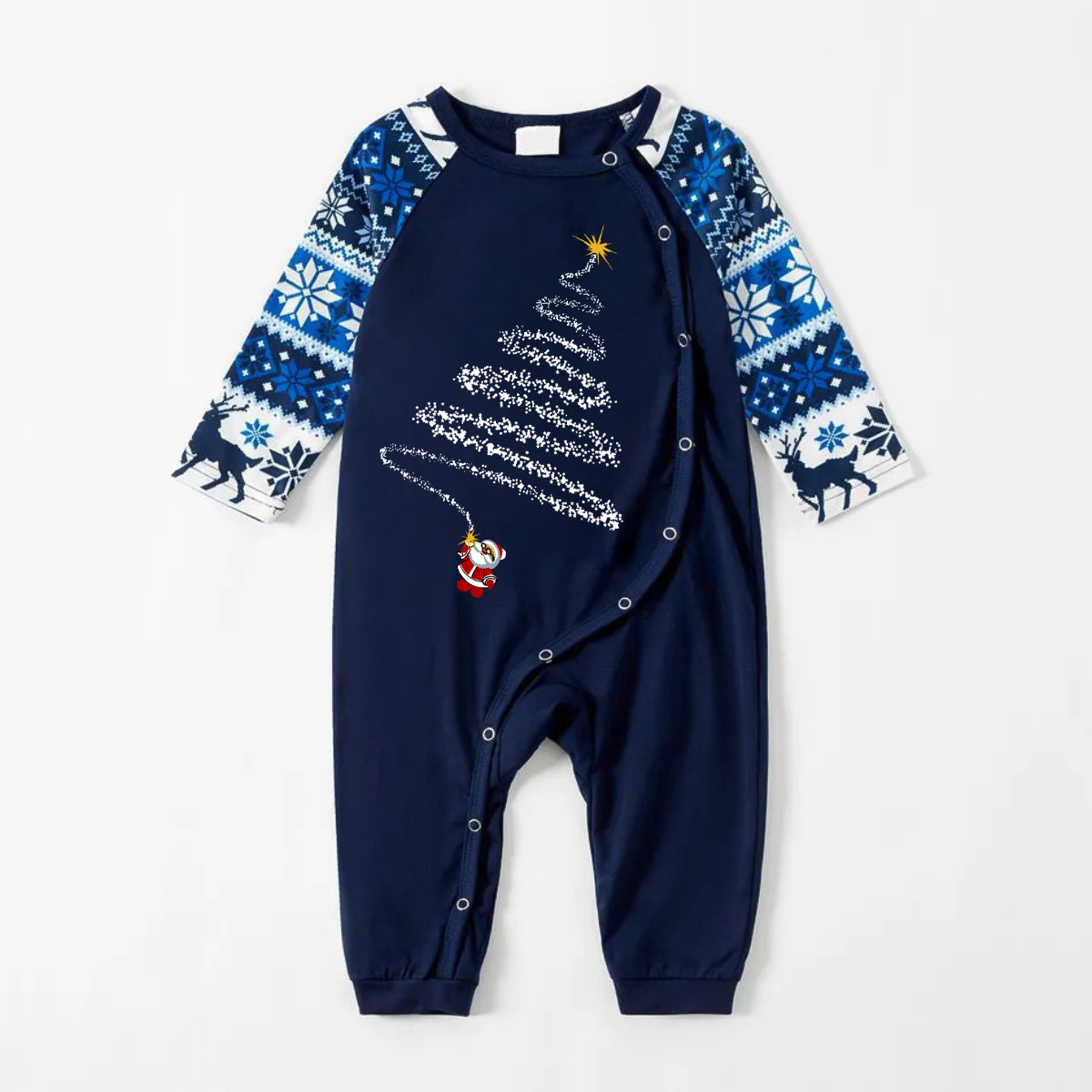 WW | Santa Claus Print Blue Family Christmas Matching Pajamas