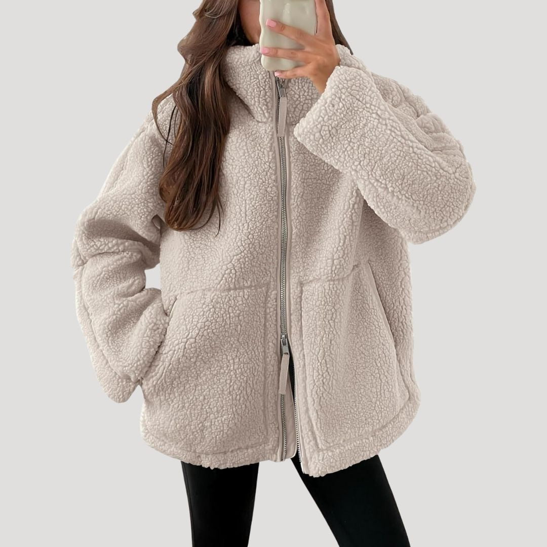 WW | Damen Teddy Reißverschluss Fleece Jacke Winter Kleidung
