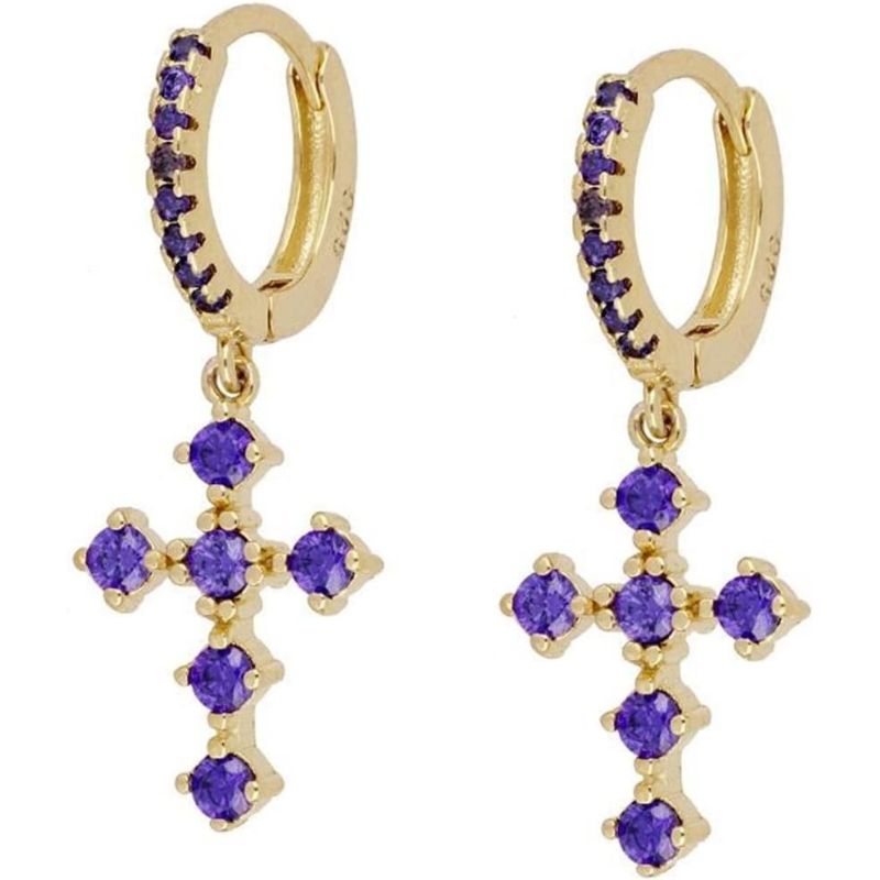 WW - Hoop Earrings with Dangling Pendants | Multi-color Gemstone Earrings