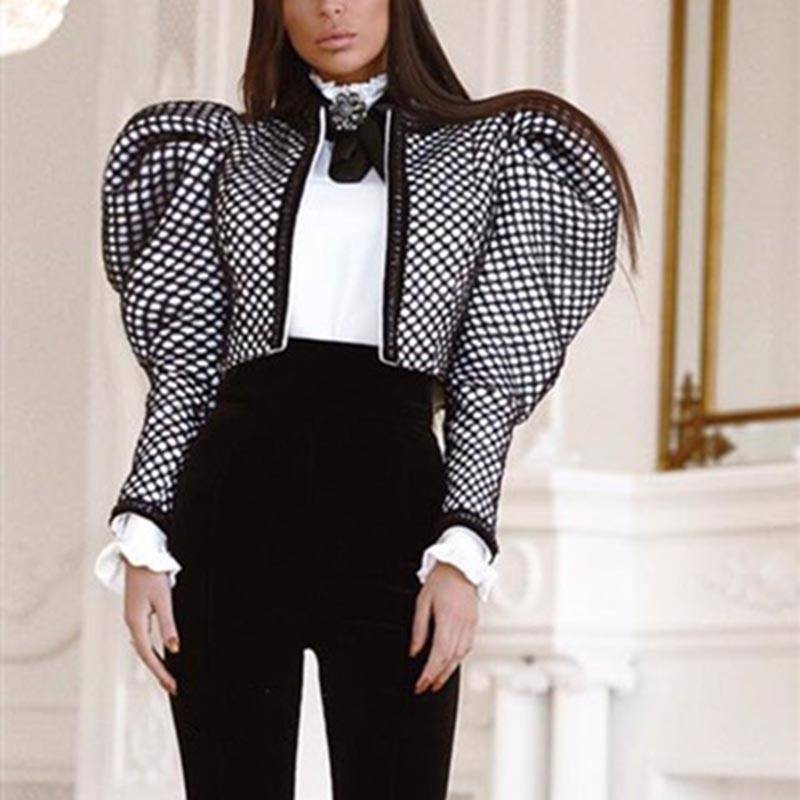 WW | Puff-Ärmel Bluse - Polka-Dot-Design - Schleifenakzent - Auffällige Abendmode