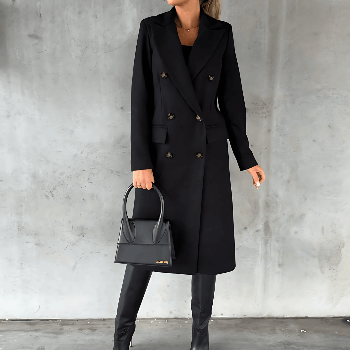 WW | Long Elegant Smart Casual Jacket with Buttons and High Collar