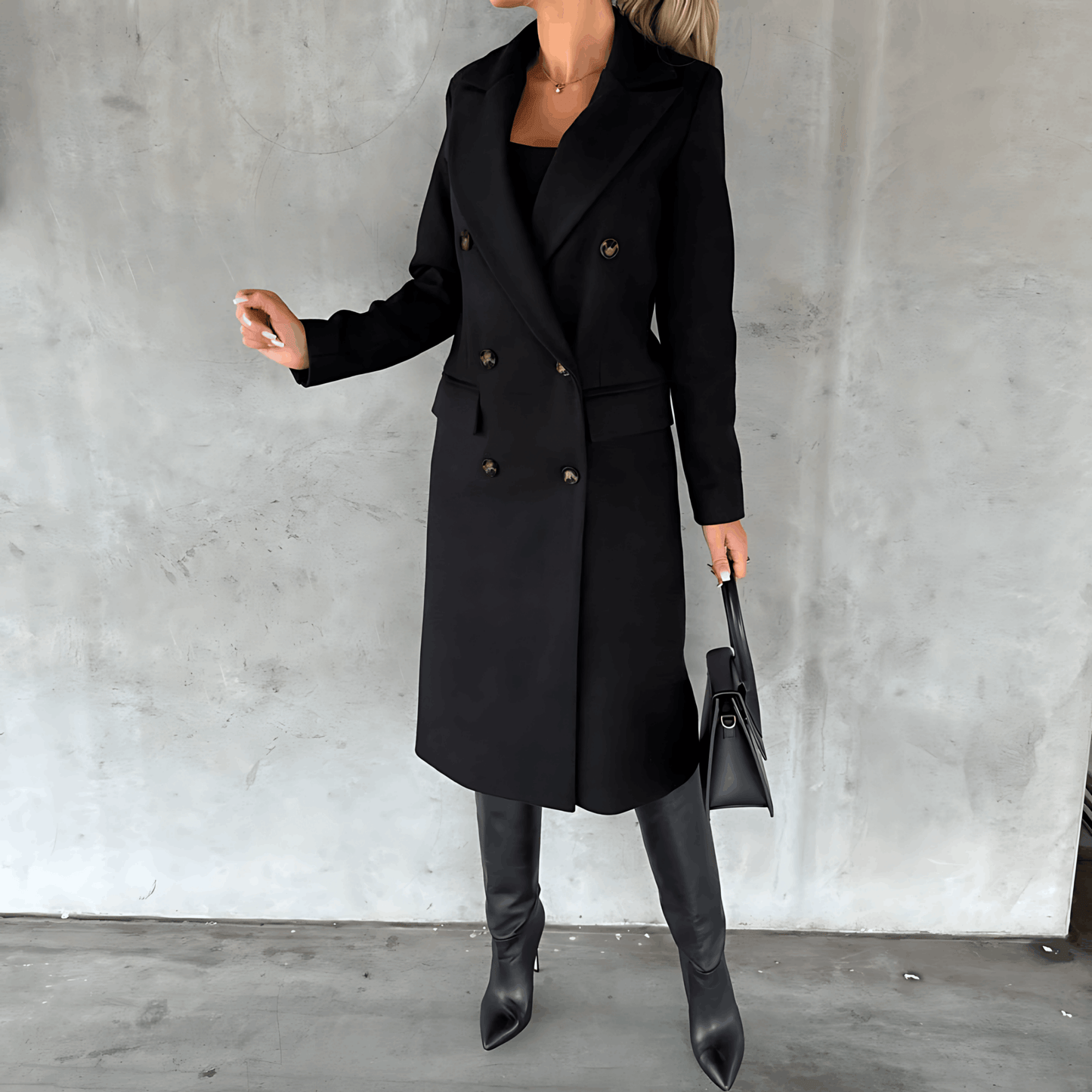 WW | Long Elegant Smart Casual Jacket with Buttons and High Collar